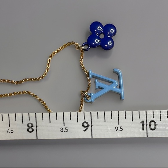 Upcycled Louis Vuitton Zipper Pulls and LV Charms on GP Silver 925 Necklace - Picture 8 of 9